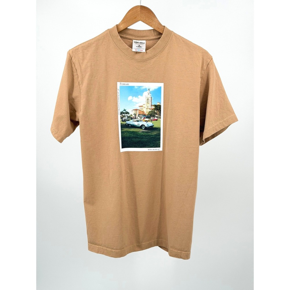 Lightweight LTW Ferrari 410 Superfast Tee Mens M Moda Miami Graphic Tan